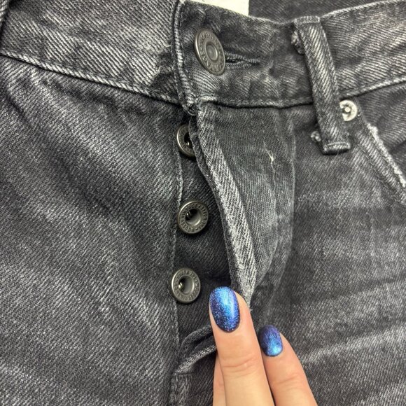 Moussy Vintage Straight Jeans Distressed Faded Black Button Fly Women’s Size 24 - Picture 5 of 12